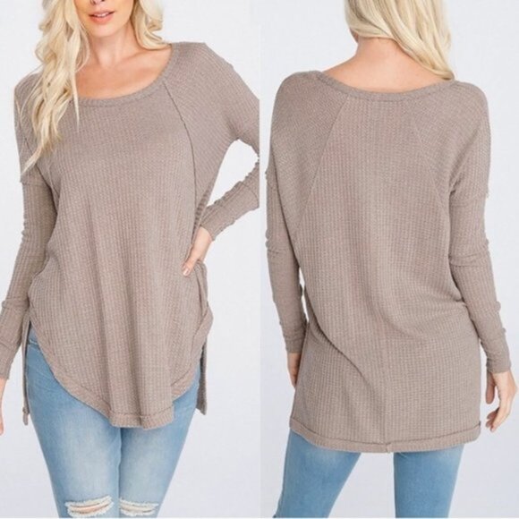 Wishlist | Tan Waffle Knit Long Sleeve Top | Size Small - Picture 1 of 11